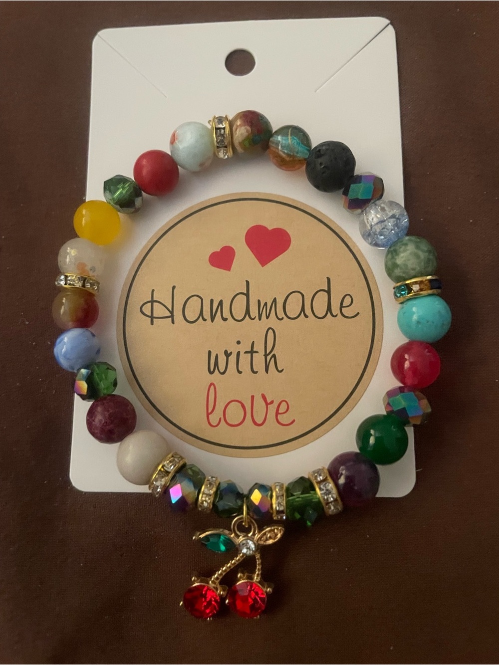 H7 - 2/$7 - Handmade Fashion Multicolor Beaded Bracelet with Cherry Charm